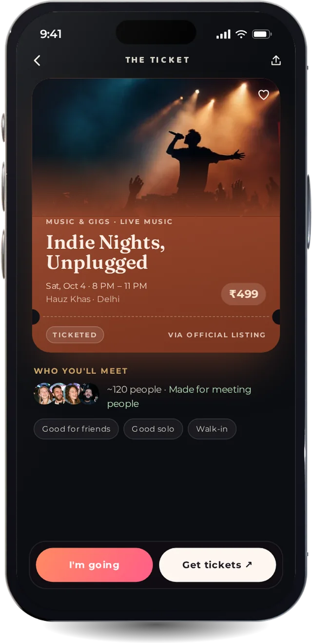 Scenes ticket for Indie Nights, Unplugged, with who you’ll meet